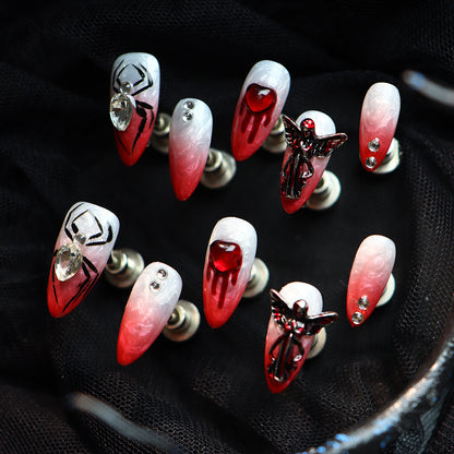 Halloween Vampiress Glam Press-On Nails: The Midnight Sparkle Set