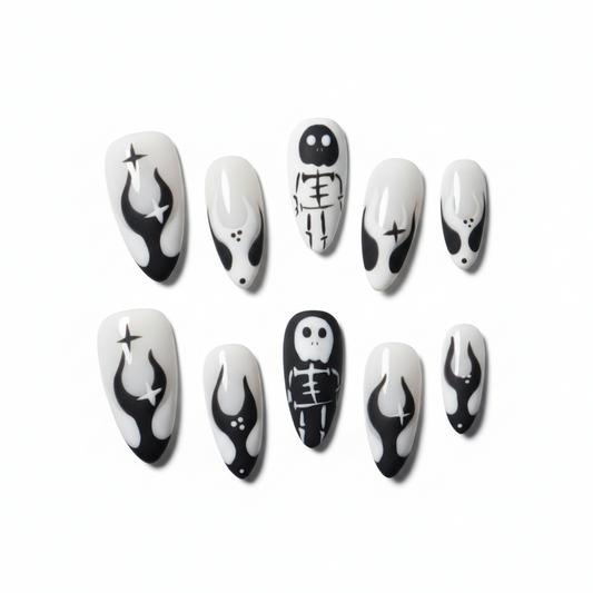 Halloween Edgy Ghost Press-On Nails: The Midnight Haunt Set