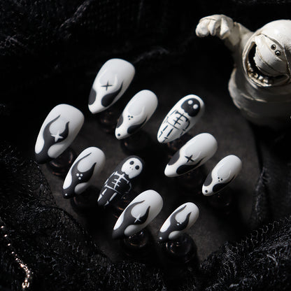Halloween Edgy Ghost Press-On Nails: The Midnight Haunt Set