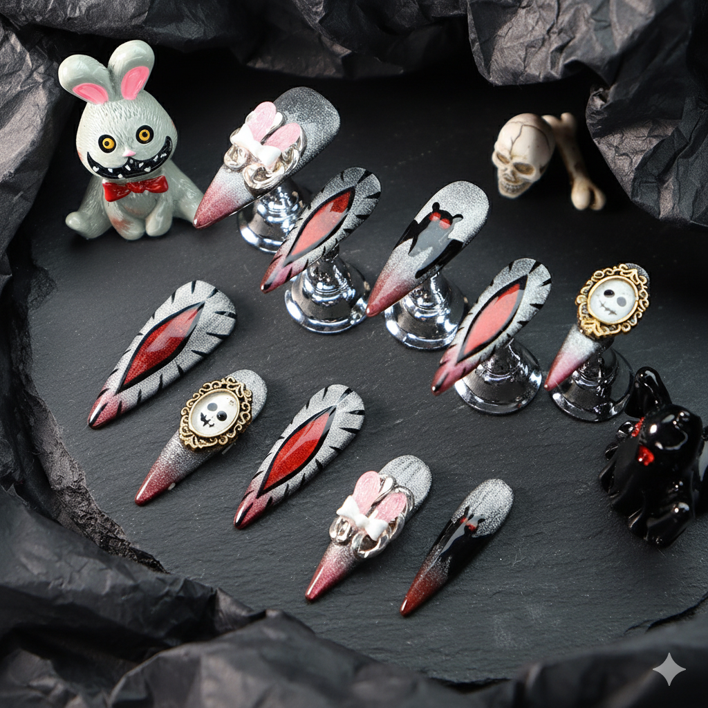 Halloween Spooky Chic Press-On Nails: The Midnight Fantasy Set