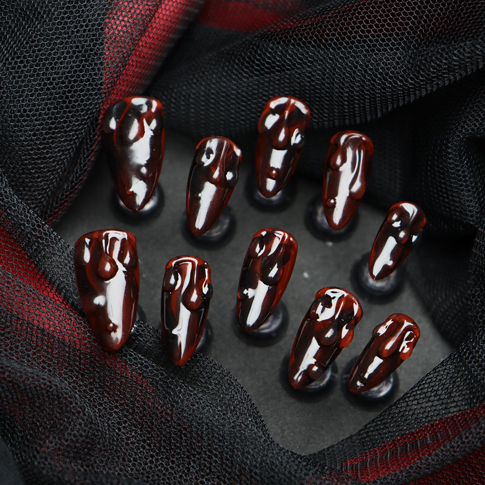 Halloween Vampiress Glam Press-On Nails: The Midnight Drip Set