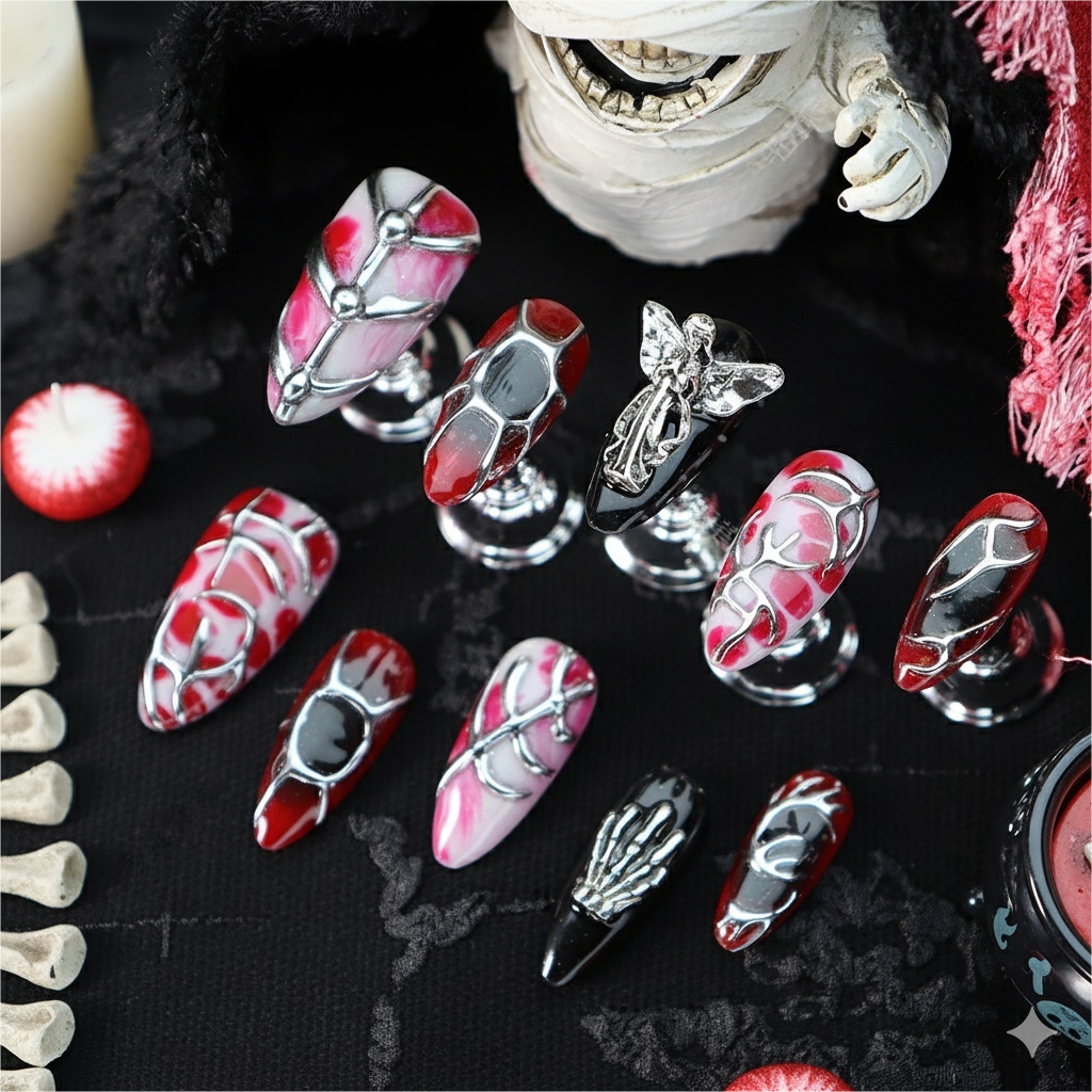 Halloween Spooky Chic Press-On Nails: The Ultimate Horror Set