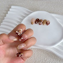 Autumn's Whisper | "Golden Blossom" Press-On Nail Set with 3D Floral Art