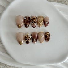 Autumn's Whisper | "Golden Blossom" Press-On Nail Set with 3D Floral Art