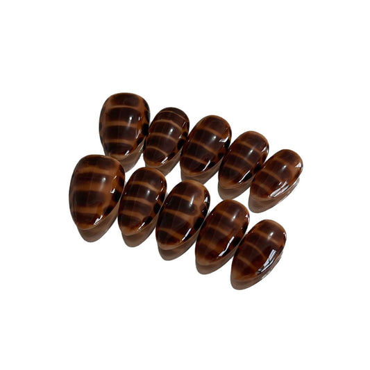 Autumn's Whisper | "Tiger's Eye" Press-On Nail Set with Abstract Stripes