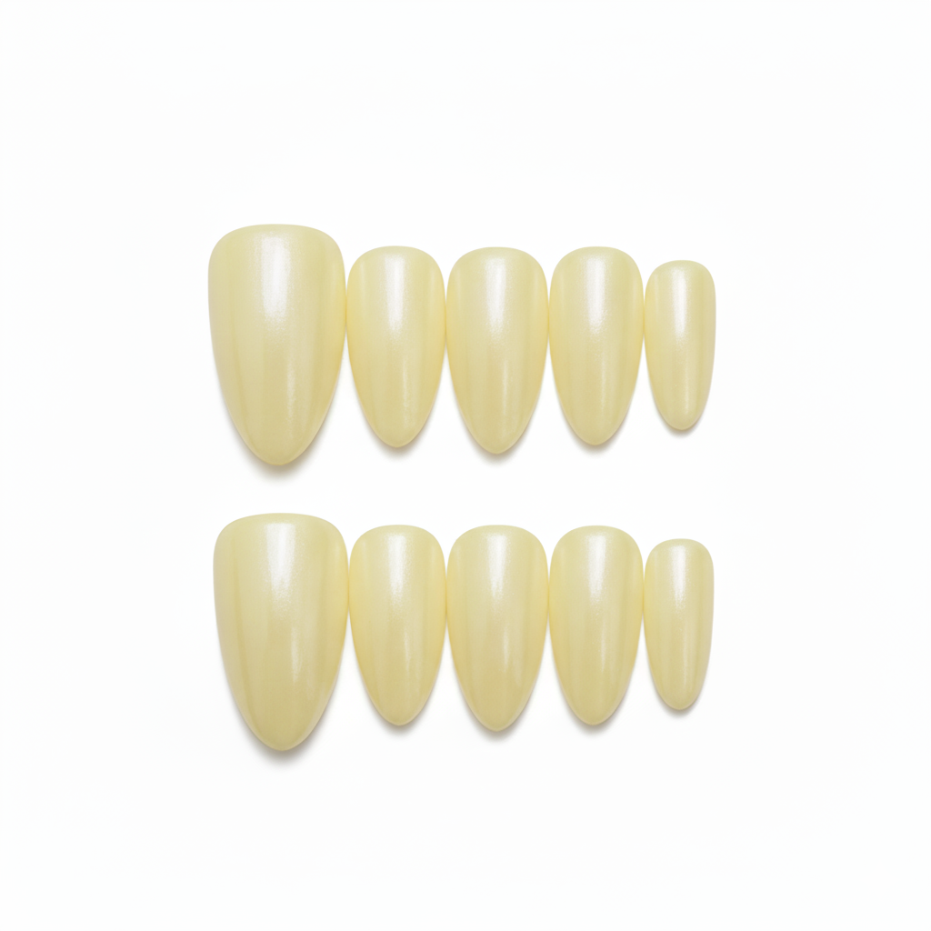 Clean Girl Pastel Yellow Press-On Nails - Glossy Almond Short Square Manicure