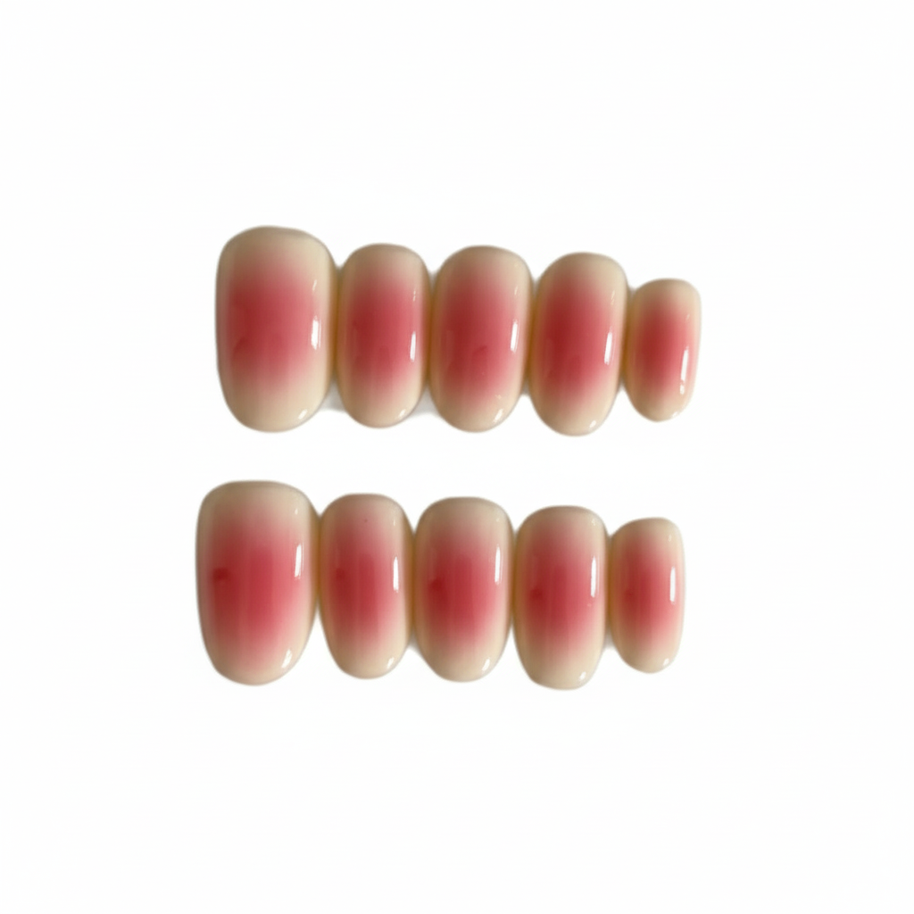 Clean Girl Blushing Ombre Press-On Nails - Soft Pink & Nude Gradient Manicure
