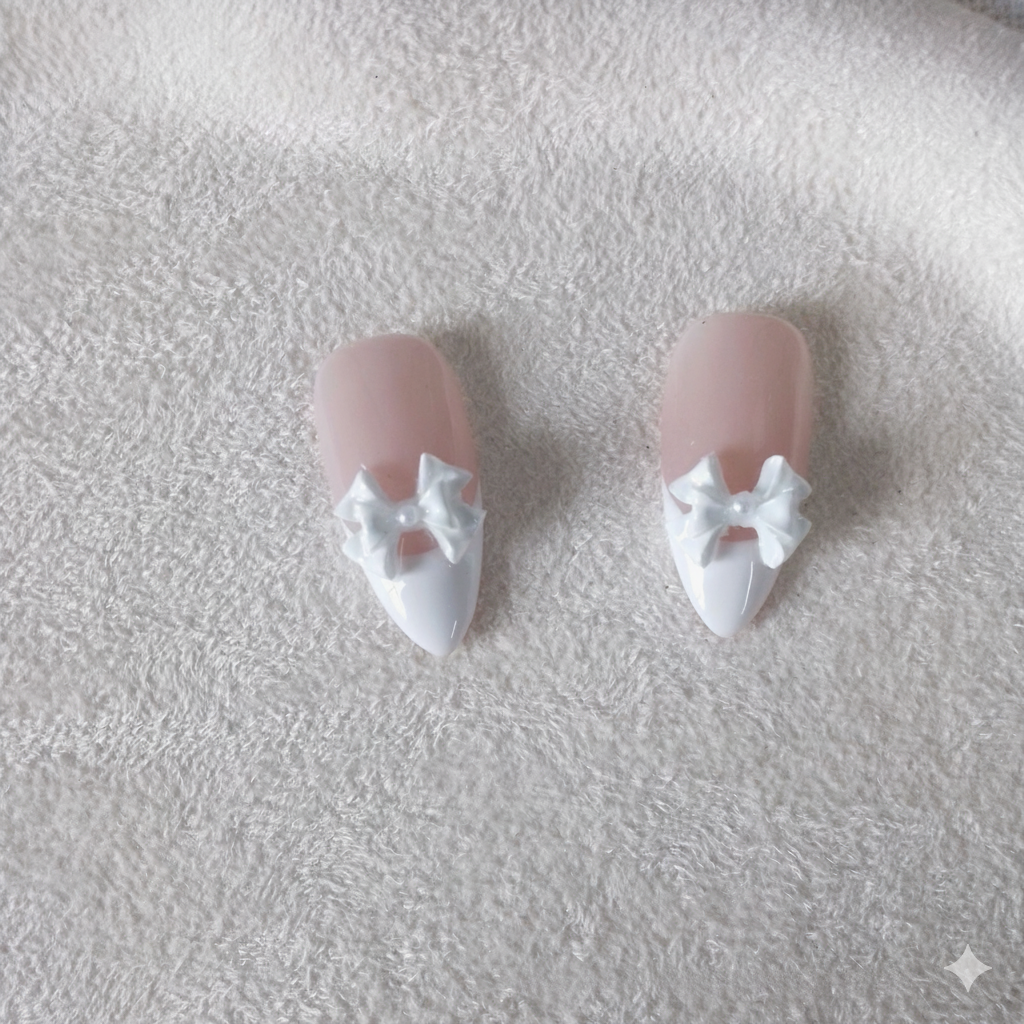 Clean Girl 3D Bow Press-On Nails: The French Manicure Set