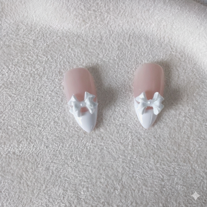 Clean Girl 3D Bow Press-On Nails: The French Manicure Set