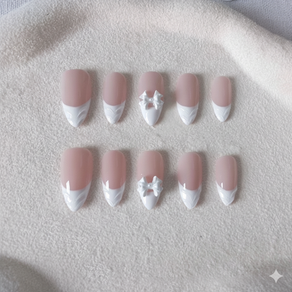 Clean Girl 3D Bow Press-On Nails: The French Manicure Set