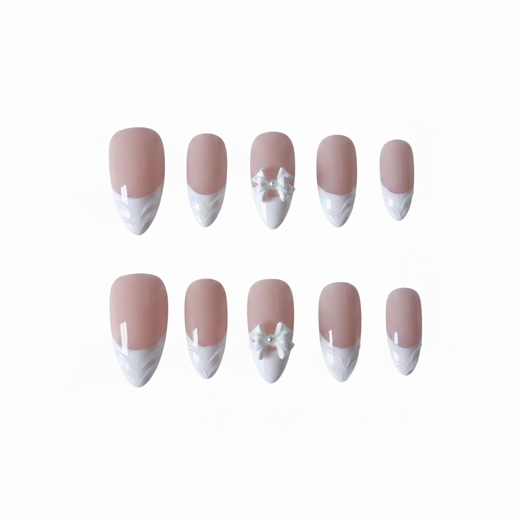 Clean Girl 3D Bow Press-On Nails: The French Manicure Set
