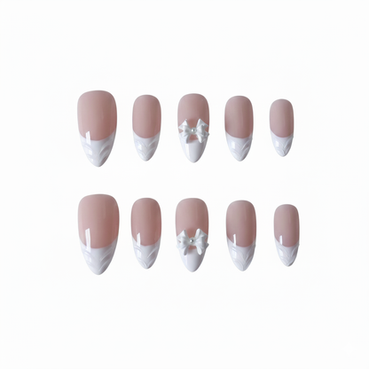 Clean Girl 3D Bow Press-On Nails: The French Manicure Set